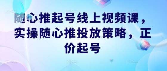 随心推起号线上视频课，实操随心推投放策略，正价起号-知享知识库