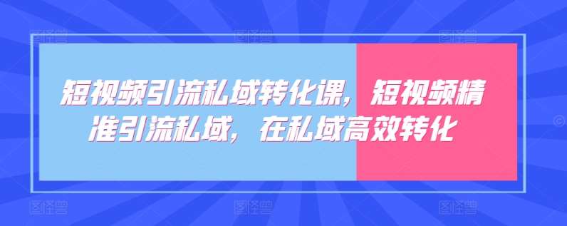 短视频引流私域转化课，短视频精准引流私域，在私域高效转化-知享知识库
