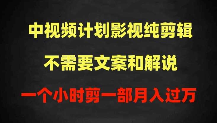 中视频计划影视纯剪辑，不需要文案和解说，一个小时剪一部，100%过原创月入过万【揭秘】-知享知识库