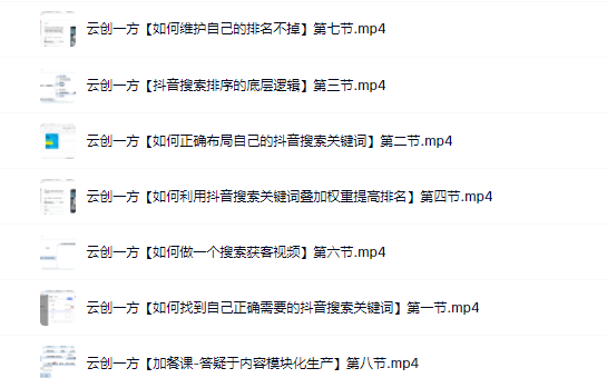 云创一方2022抖音SEO系列课程,教你如何快速上抖音搜索排名第一-知享知识库