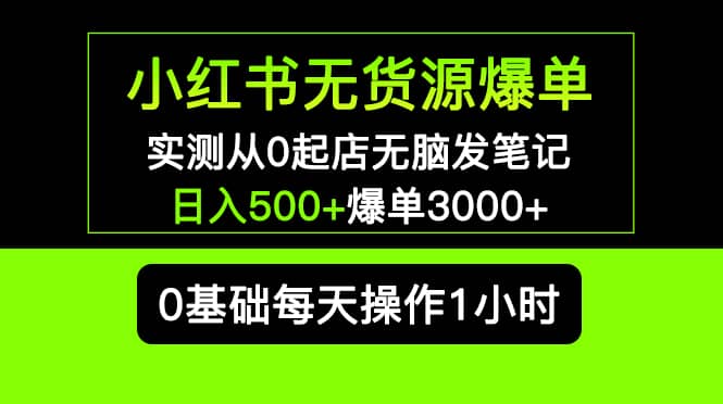 小红书无货源爆单 实测从0起店无脑发笔记爆单3000+长期项目可多店-知享知识库