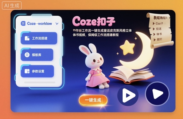 Coze扣子工作流一键生成童话皮克斯风格立体书视频，保姆级工作流搭建教程-知享知识库