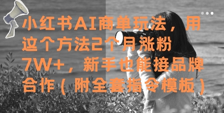 小红书AI商单玩法，用这个方法2个月涨粉7W+，新手也能接品牌合作(附全套指令模板)-知享知识库