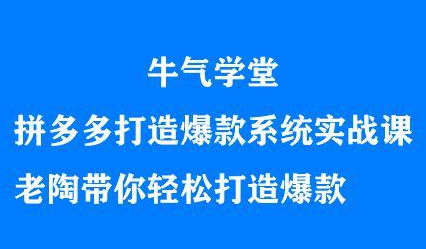 牛气学堂拼多多打造爆款系统实战课，老陶带你轻松打造爆款-知享知识库