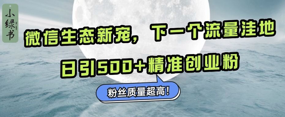 微信生态新宠小绿书：下一个流量洼地，粉丝质量超高，日引500+精准创业粉，-知享知识库