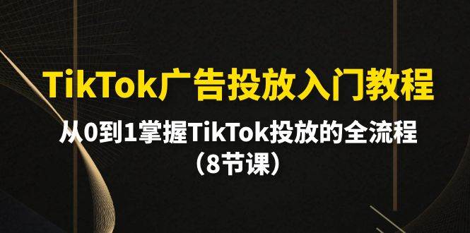（10085期）TikTok广告投放入门教程，从0到1掌握TikTok投放的全流程（8节课）-知享知识库