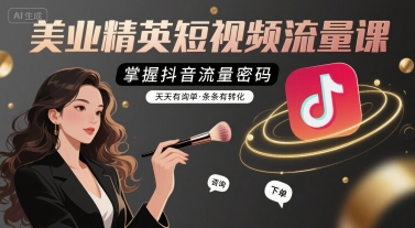 美业精英短视频流量课，掌握抖音流量密码，天天有询单，条条有转化-知享知识库