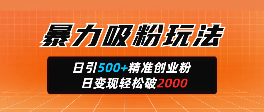 暴力吸粉玩法，日引500+精准创业粉，日变现轻松破2000-知享知识库