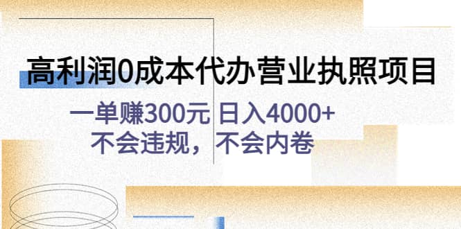 高利润0成本代办营业执照项目：不会违规，不会内卷-知享知识库
