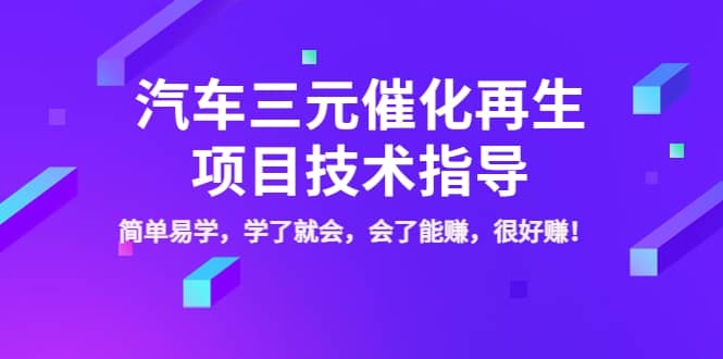 汽车三元催化再生项目技术指导，简单易学，学了就会，会了能赚，很好赚！-知享知识库