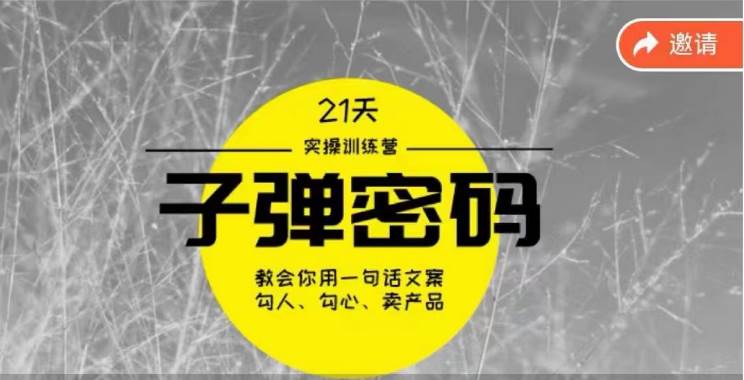 《子弹密码训练营》-用一句话文案勾人勾心卖产品，21天学到顶尖文案大师策略和技巧-知享知识库