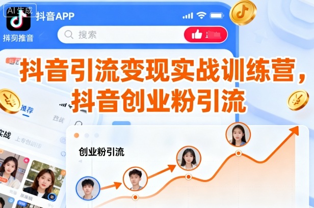 抖音引流变现实战训练营，抖音创业粉引流-知享知识库