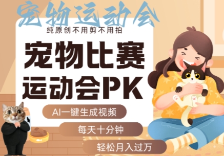 AI一键生成宠物比赛运动会PK视频,纯原创不用剪不用拍,每天十分钟,轻松月入过1W+-知享知识库