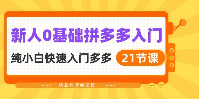 （10299期）新人0基础拼多多入门，​纯小白快速入门多多（21节课）-知享知识库
