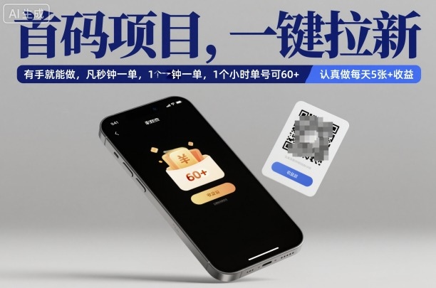 首码项目,一键拉新,有手就能做,几秒钟一单,1个小时单号可60+,认真做每天5张+收益【揭秘】-知享知识库