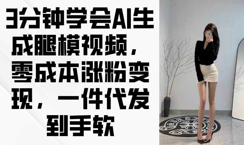 （14537期）3分钟学会AI生成腿模视频，零成本涨粉变现，一件代发到手软-知享知识库