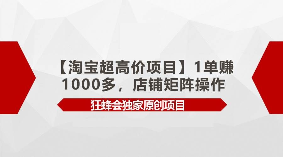 (9849期)【淘宝超高价项目】1单赚1000多,店铺矩阵操作-知享知识库