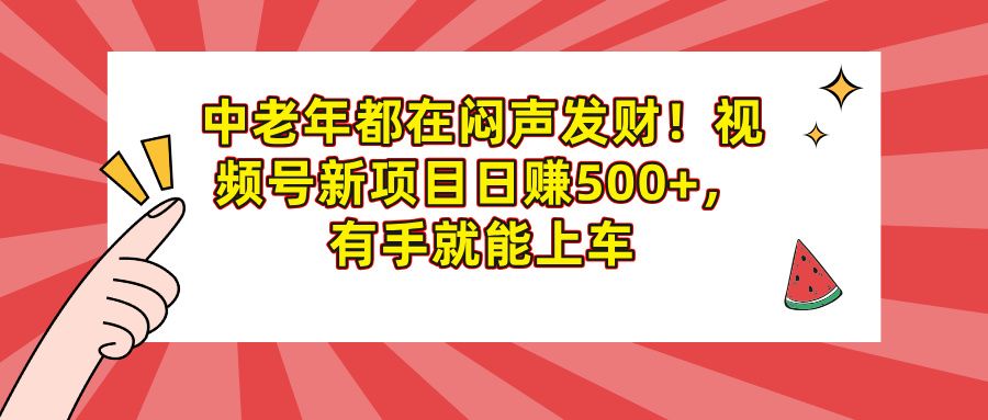 中老年都在闷声发财！视频号新项目日赚500+，有手就能上车-知享知识库
