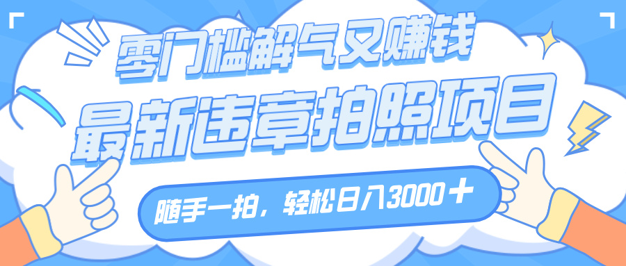 解气又赚钱的项目,随手一拍,轻松收入3000+,最新违章拍照赚钱-知享知识库