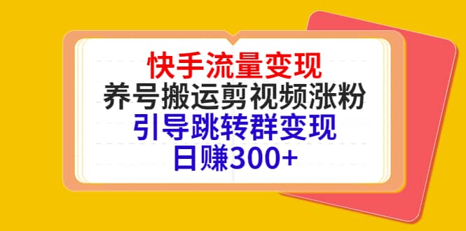 快手流量变现，养号搬运剪视频涨粉，引导跳转群变现日赚300+-知享知识库