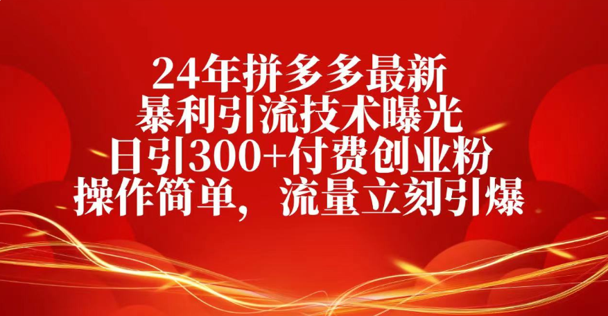 25年拼多多最新暴利引流技术曝光、日引300+付费创业粉操作简单,流量立刻引爆-知享知识库