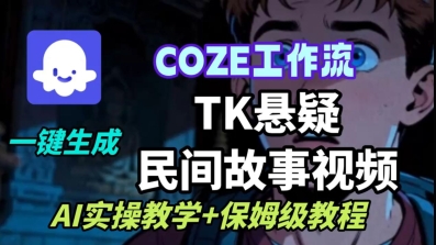 Coze扣子工作流一键生成TK悬疑民间故事视频，AI实操教学+保姆级教程-知享知识库