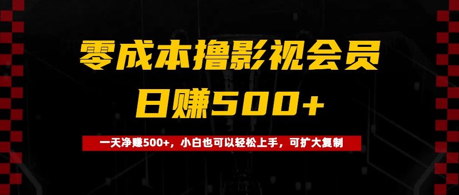 0成本撸影视会员，一天净赚500+，小白也可以轻松上手，可扩大复制-知享知识库