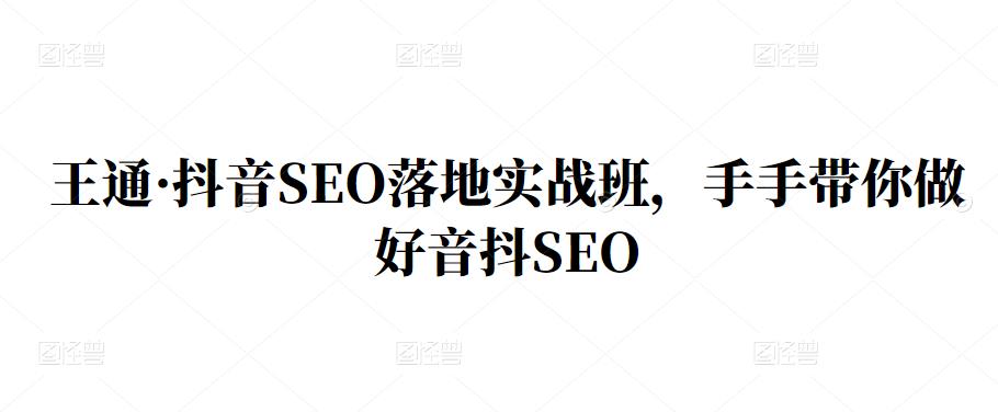 王通·抖音SEO落地实战班,手手带你做好音抖SEO-知享知识库