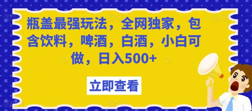 瓶盖最强玩法，全网独家，包含饮料，啤酒，白酒，小白可做，日入500+【揭秘】-知享知识库