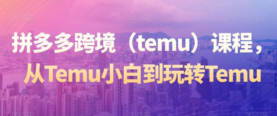 拼多多跨境（temu）课程，从Temu小白到玩转Temu-知享知识库