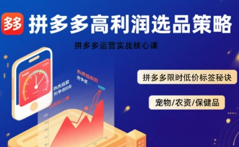 拼多多选品暴利技术实战课，拼多多高利润选品策略，拼多多限时低价标签秘诀-知享知识库
