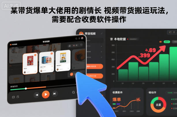 某带货爆单大佬用的剧情长视频带货搬运玩法,需要配合收费软件操作-知享知识库