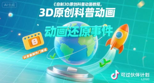 自制3D原创科普动画教程,动画还原事件,抖音最新热门赛道,可过伙伴计划-知享知识库