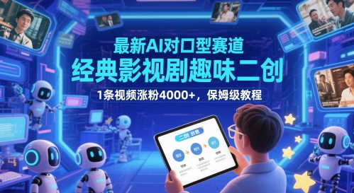 最新AI对口型赛道，经典影视剧趣味二创，1条视频涨粉4000+，保姆级教程-知享知识库