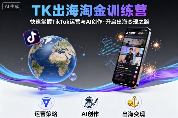 TK出海淘金训练营，助你快速掌握TikTok运营与AI创作，开启出海变现之路-知享知识库