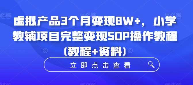 虚拟产品3个月变现8W+，小学教辅项目完整变现SOP操作教程(教程+资料)-知享知识库