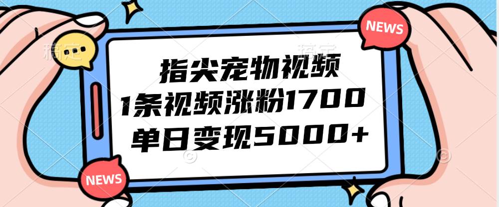 （12549期）指尖宠物视频，1条视频涨粉1700，单日变现5000+-知享知识库