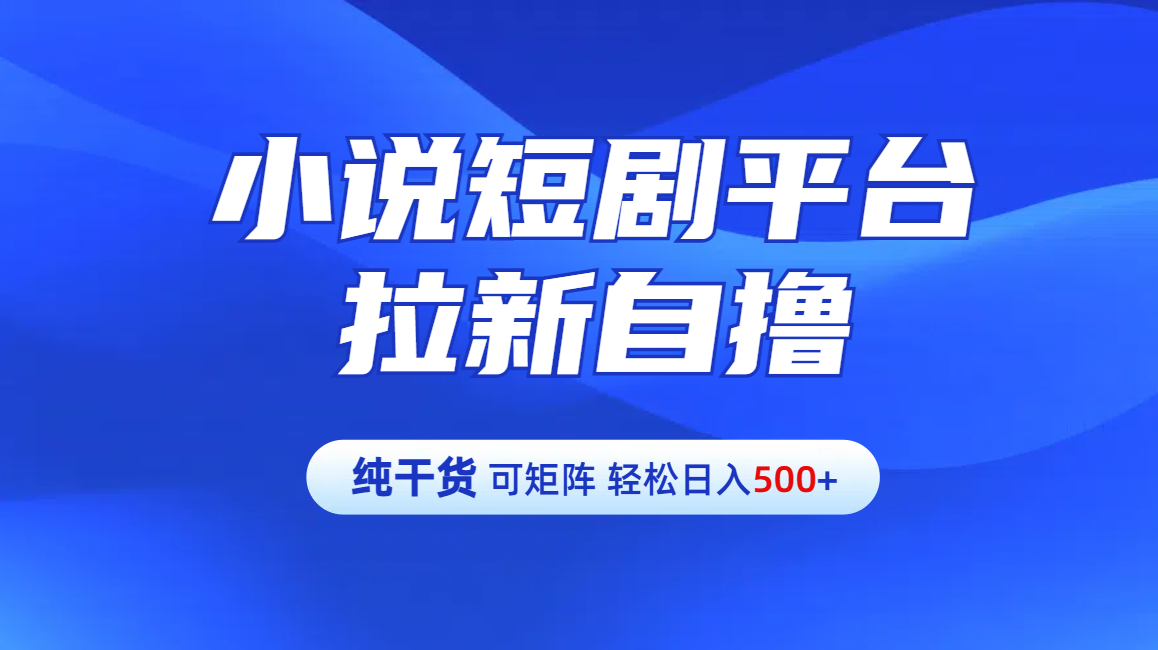 【纯干货】小说短剧平台拉新自撸玩法详解-单人轻松日入500+-知享知识库