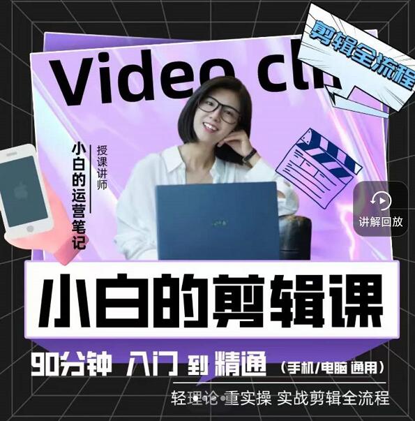 小白的运营笔记·短视频美感剪辑课,用最简单直接的方式,学会短视频剪辑-知享知识库