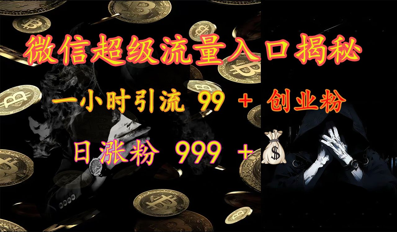 微信超级流量入口揭秘:一小时引流 99 + 创业粉,日涨粉 999 +【揭秘】-知享知识库