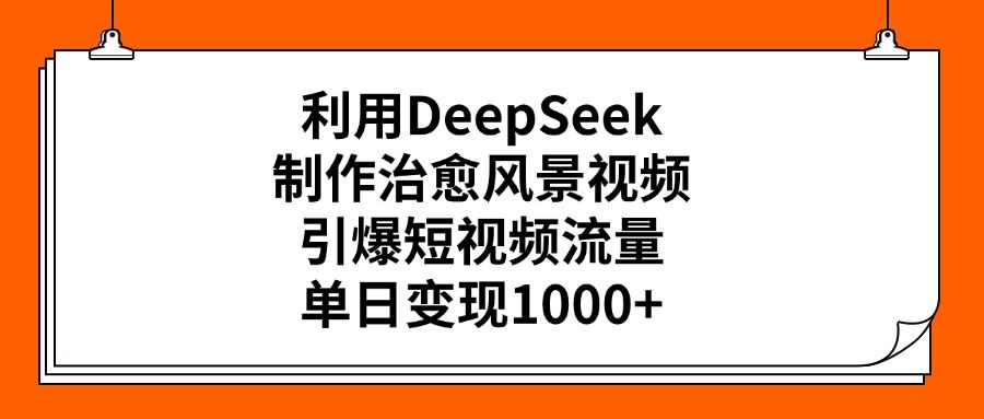 利用DeepSeek，制作治愈风景视频，引爆短视频流量，单日变现1000+-知享知识库