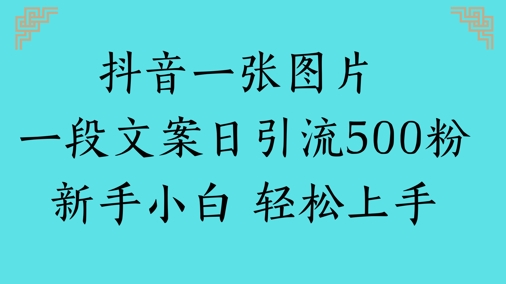 抖音一张图片 一段文案日引流500粉新手小白 轻松上手-知享知识库