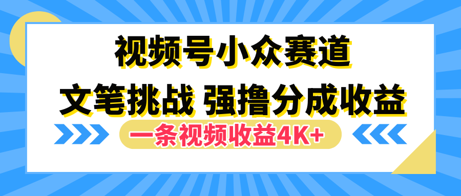 视频号小众赛道,文笔挑战,一条视频收益4K+-知享知识库