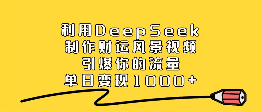 利用DeepSeek制作,财运风景视频,引爆你的流量,单日变现1000+-知享知识库