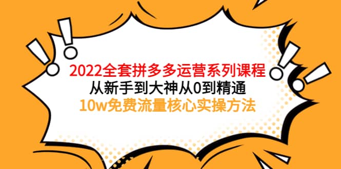 2022全套拼多多运营课程，从新手到大神从0到精通，10w免费流量核心实操方法-知享知识库
