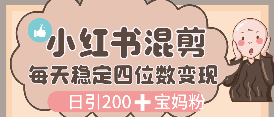 价值 3980 的小红书混剪, 虚拟变现,日引 200+宝妈创业粉,每天稳定四位数变现-知享知识库
