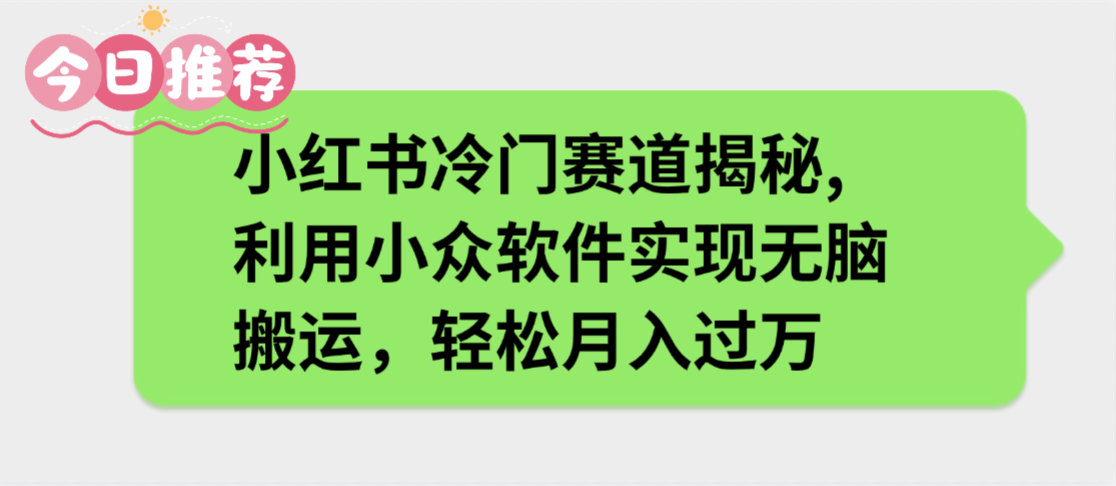小红书冷门赛道揭秘,利用小众软件实现无脑搬运,轻松月入过万-知享知识库