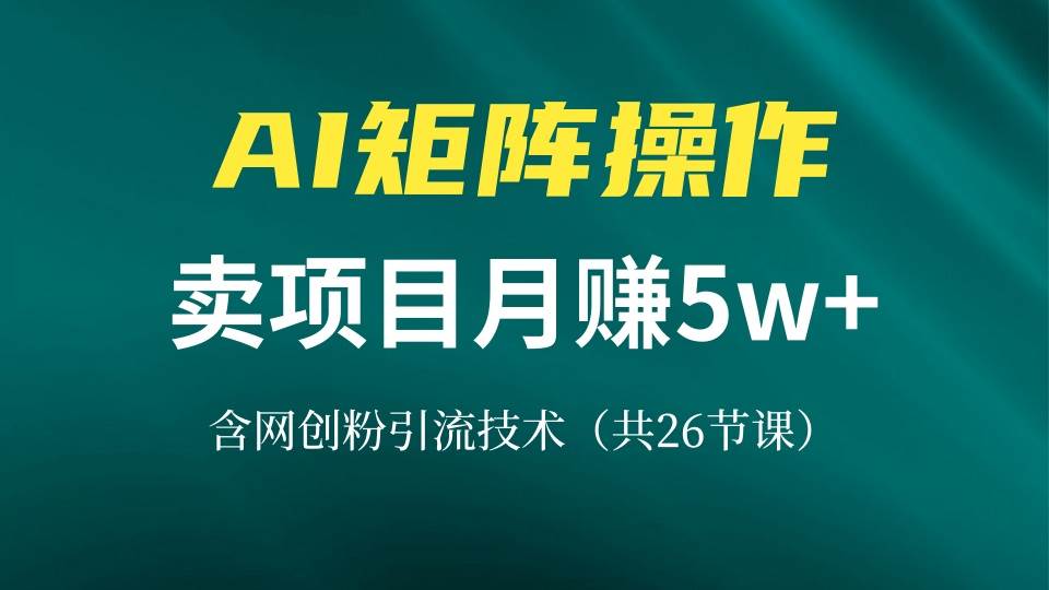 （13335期）网创IP打造课，借助AI卖项目月赚5万+，含引流技术（共26节课）-知享知识库