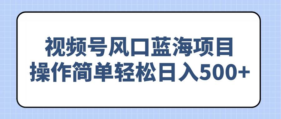 （14276期）视频号风口蓝海项目，操作简单轻松日入500+-知享知识库