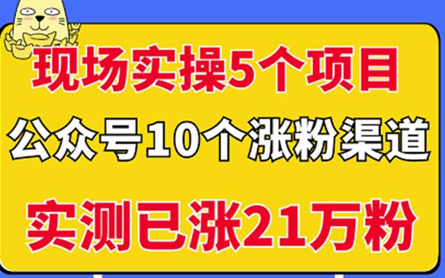 现场实操5个公众号项目,10个涨粉渠道,实测已涨21万粉!-知享知识库